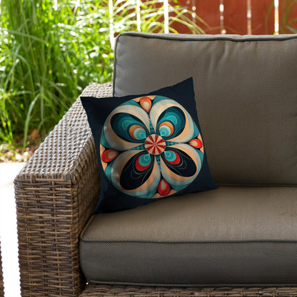 Concentric Turquoise Poly Twill Throw Pillow - Home Decor Insert