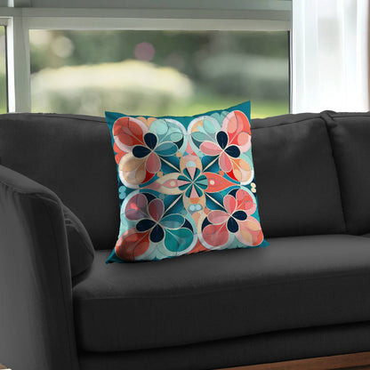 Coussin décoratif Mandala en sergé de polyester - Accessoire de décoration unique pour la maison