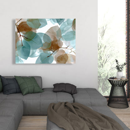 Translucent Leaves - Turquoise Canvas for Home Decor