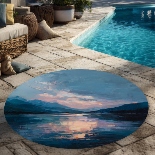 Tapis d'extérieur rond rose réfléchissant pour une décoration intérieure élégante