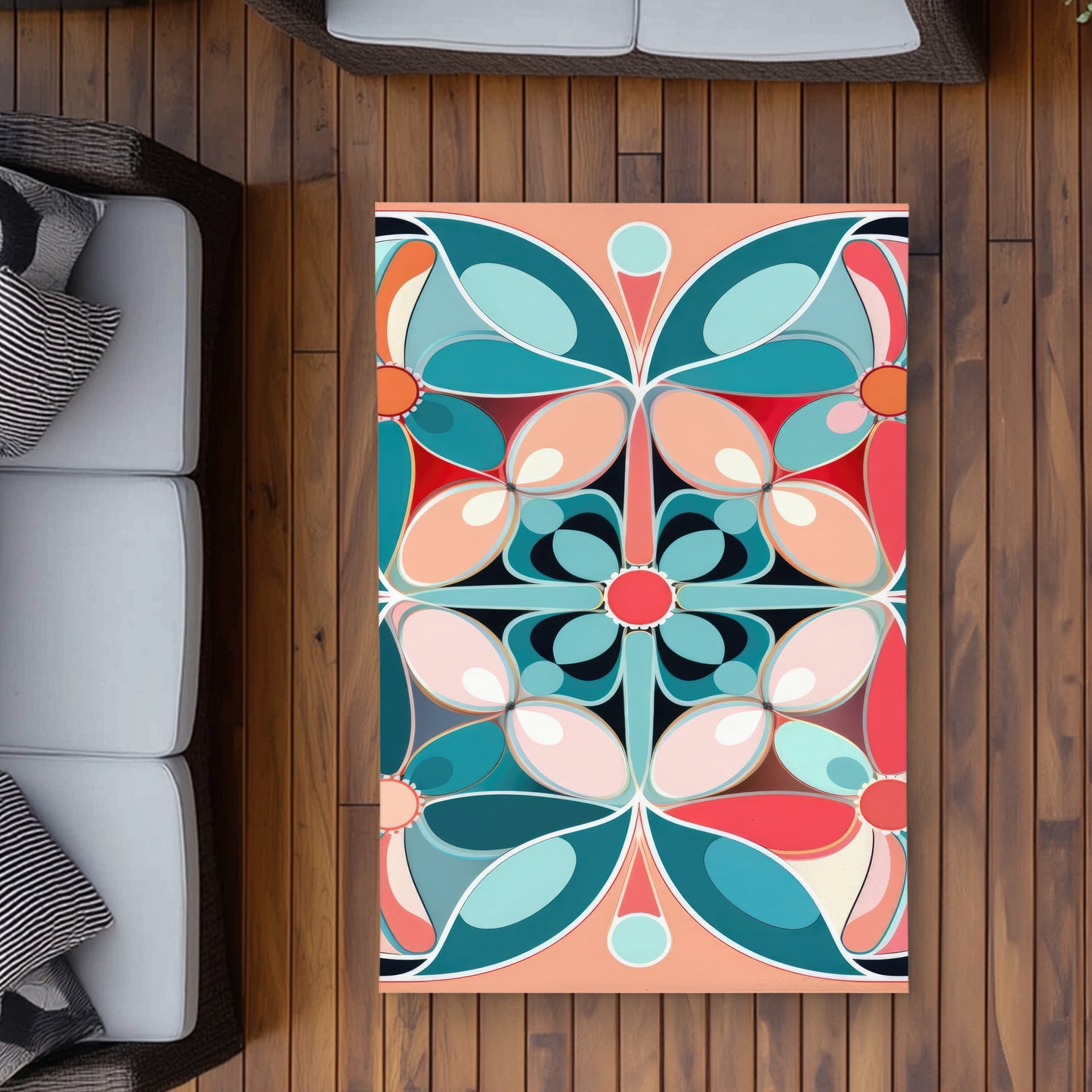 Sweet curves White Outdoor Area Rug for Home Decor | Stylish