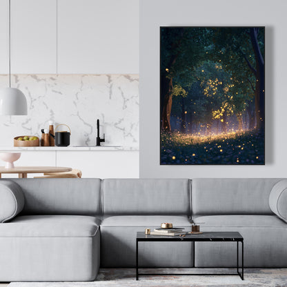 Glowing leaves - 36"x36" Framed canvas