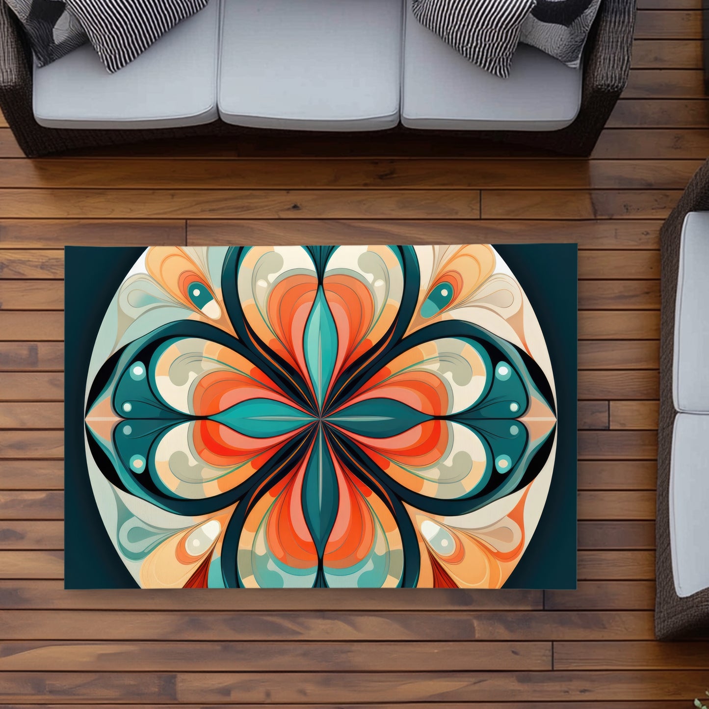 Peaceful Mandala - White Outdoor Area Rug for Home Decor