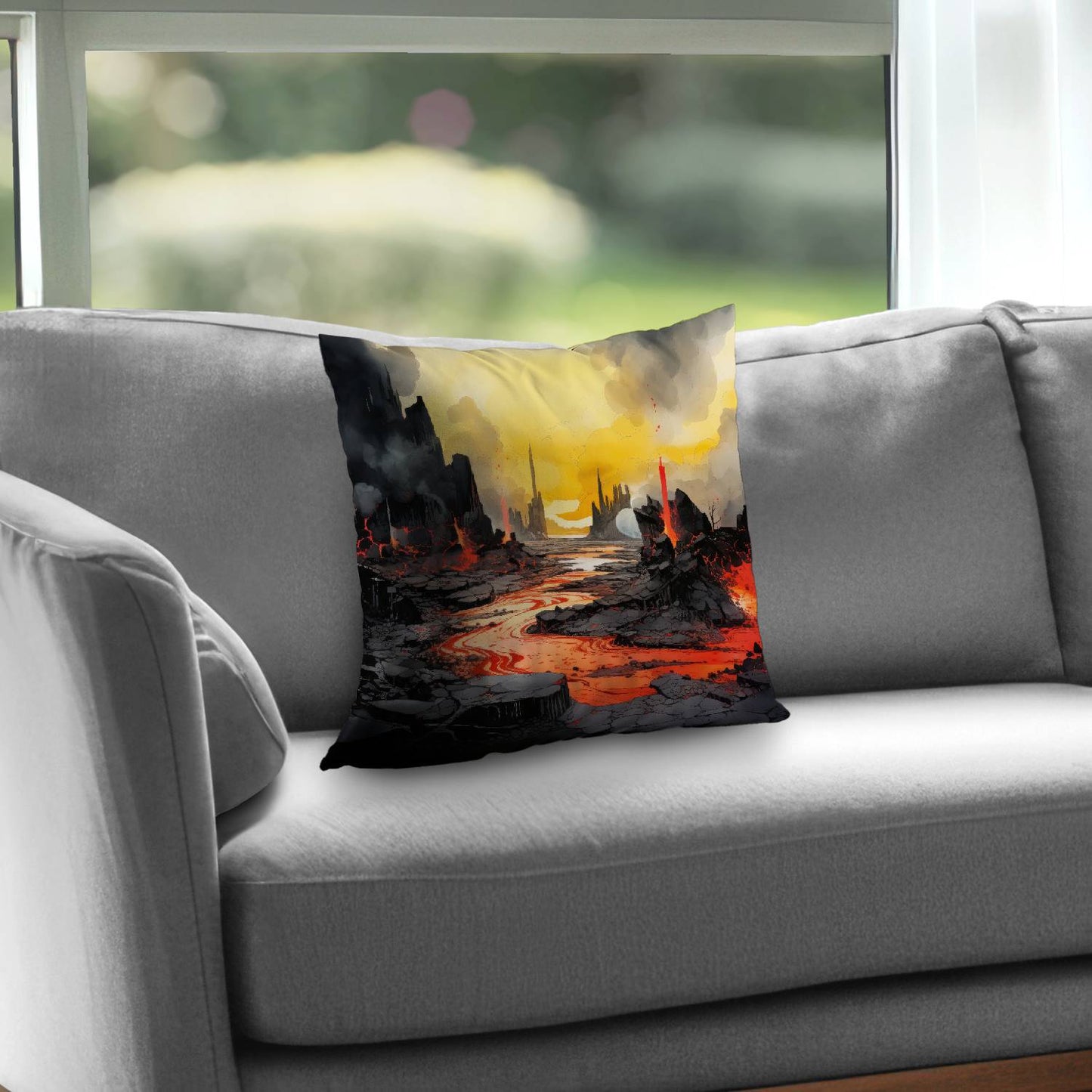 Charred Yellow Poly Twill Throw Pillow - Home Decor Insert