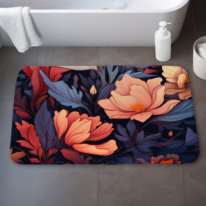 Blooming Uninterrupted Orange Bath Mat | Home Decor Essentials