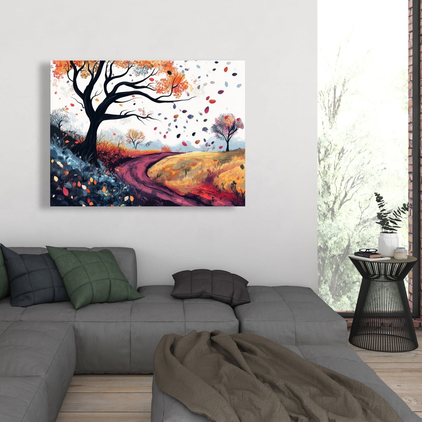 Blowing leaves - 32"x32" Canvas