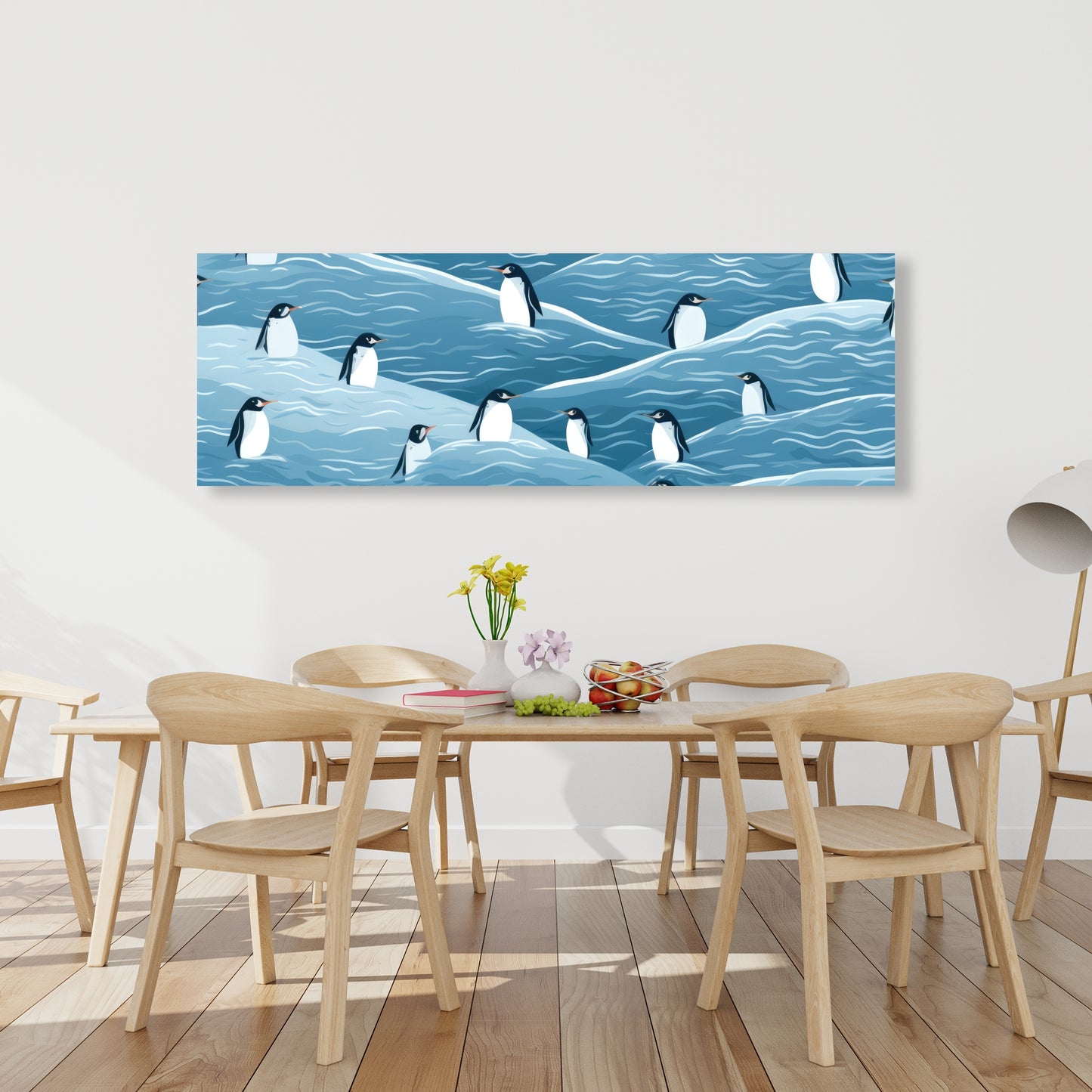 Penguins Wandering - Black Canvas Art for Home Decor