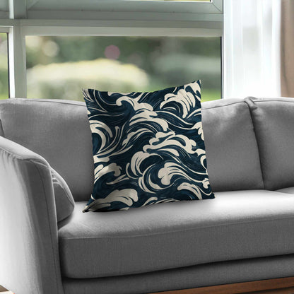 Midnight Ocean Flow Poly Twill Throw Pillow | Home Decor