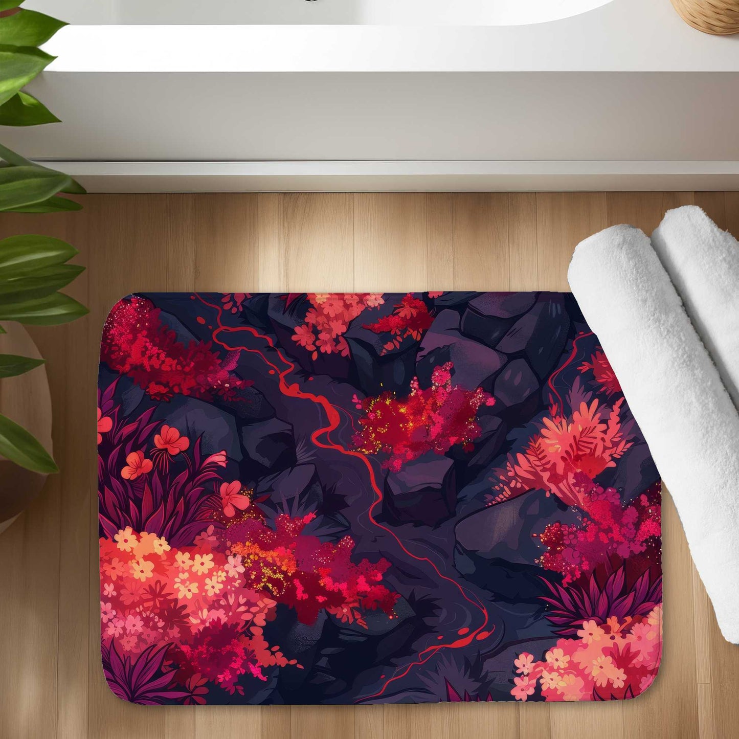 Burning Plants - Pink Bath Mat for Stylish Home Decor