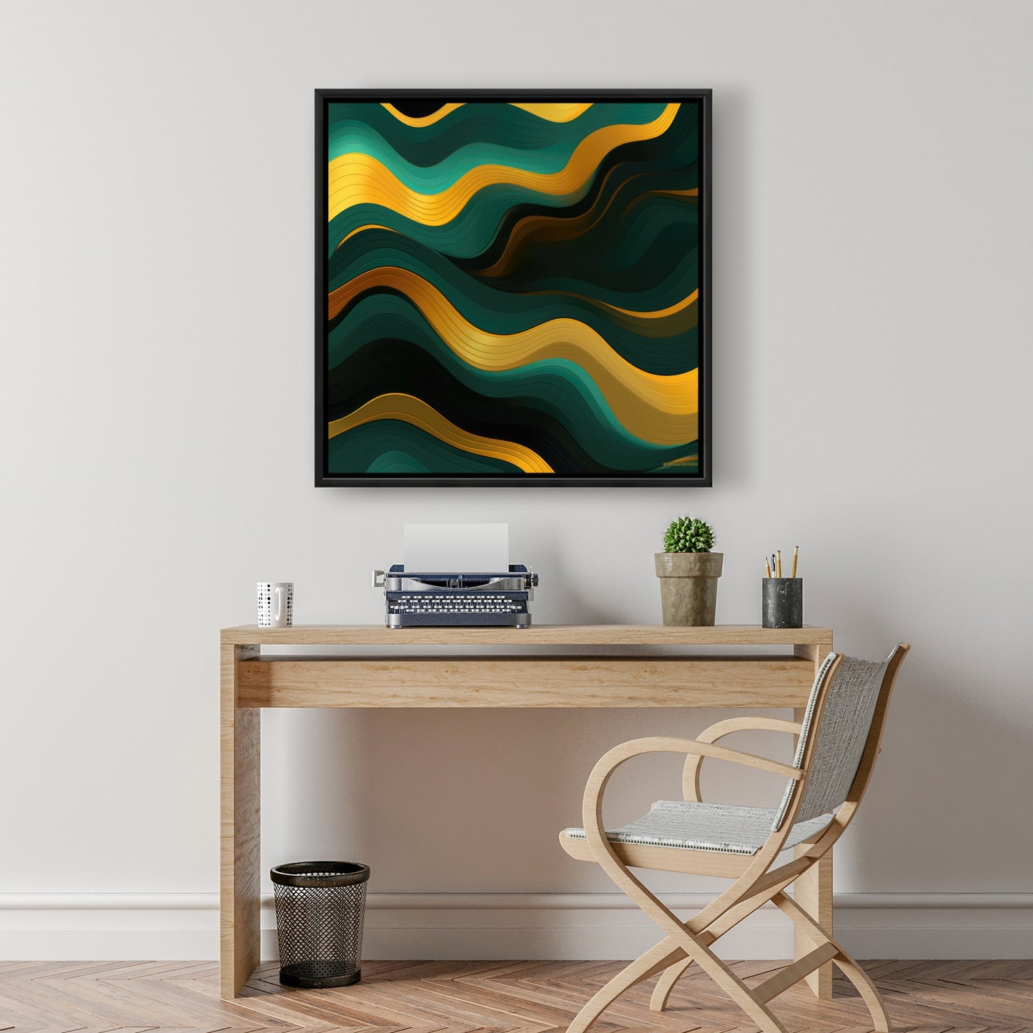 Golden Harmony - Gold Framed Canvas for Elegant Home Decor
