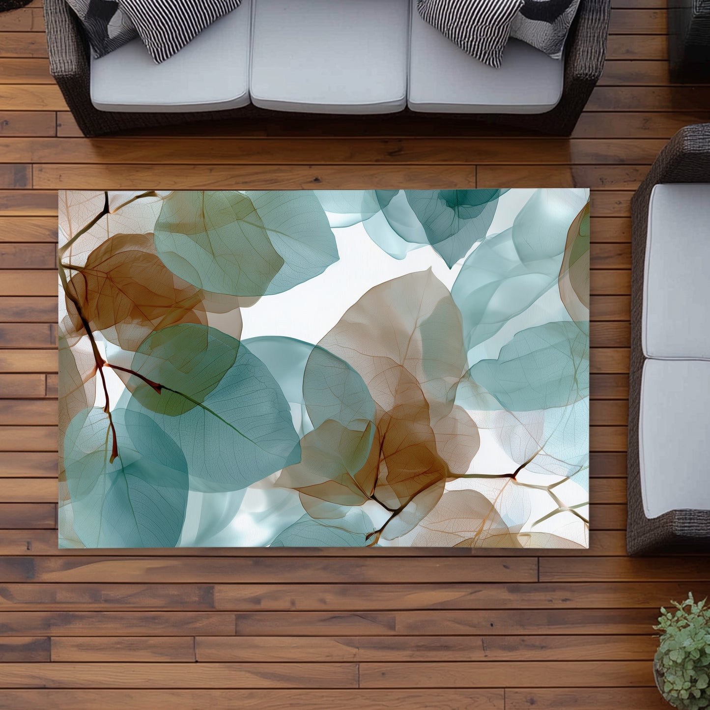 Translucent Leaves - Brown Outdoor Area Rug for Home Decor