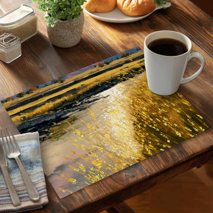 Napperon en polyester Golden Stream Glow | Décoration d'intérieur élégante