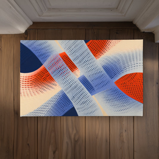 Abstract Threading Blue Indoor Outdoor Door Mat - Home Decor