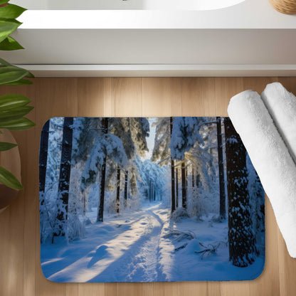 Tapis de bain Chemin enneigé | Décoration d'intérieur douillette, douce et résistante