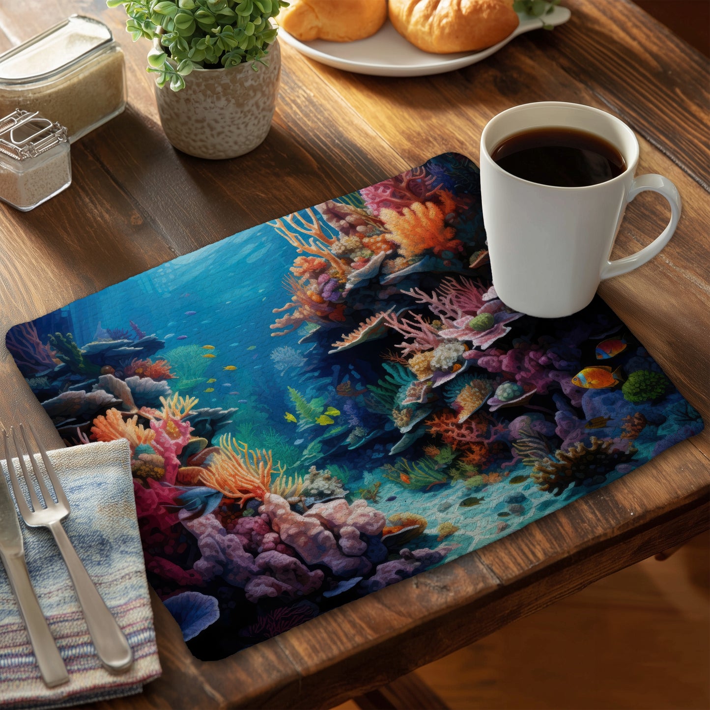 Coral Braided Polyester Placemats for Stylish Home Decor