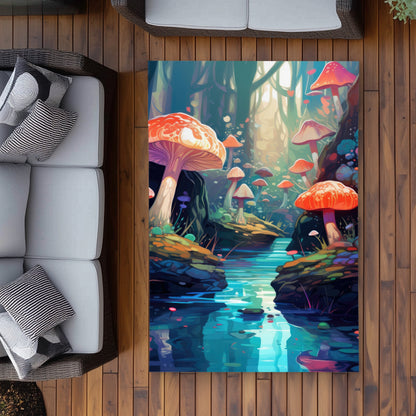 Whimsical Forest - Blue Outdoor Area Rug for Home Decor