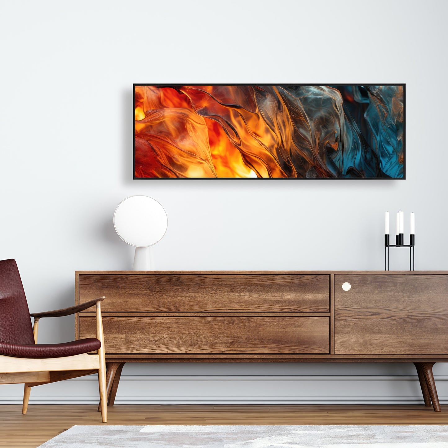 Crystallized fire - 16"x48" Framed canvas