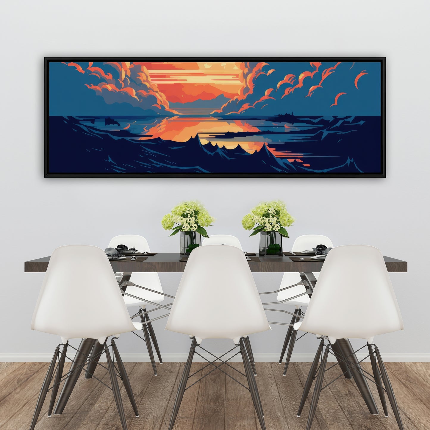 Orange and blue - 36"x36" Framed canvas