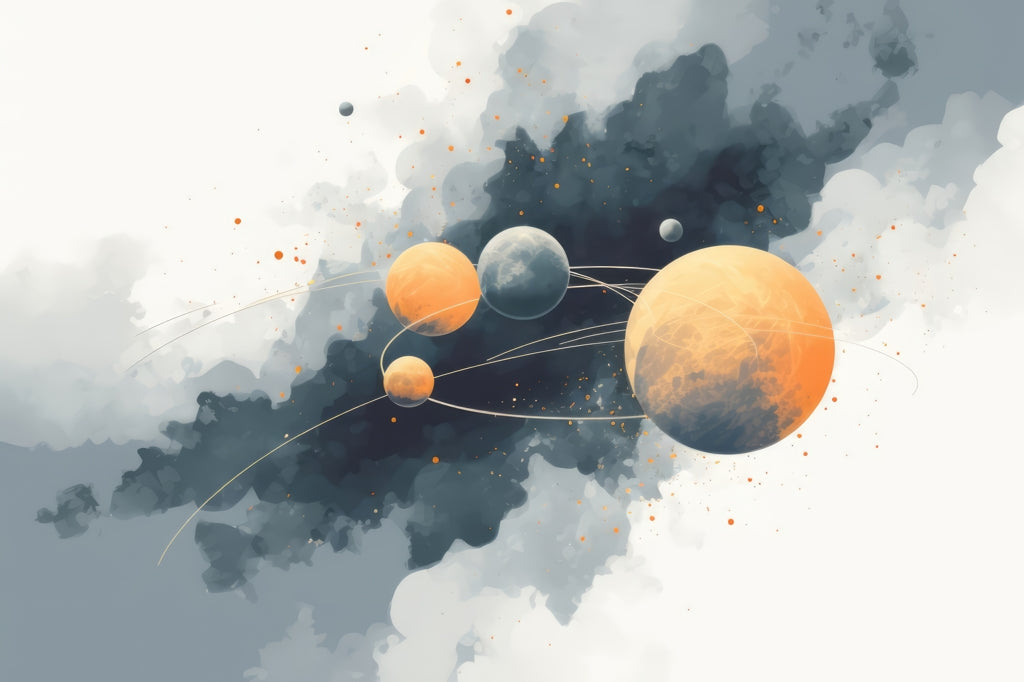 Circle of Planets Gray Outdoor Area Rug for Home Decor