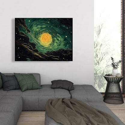Turmoil in Space - Yellow Canvas Art for Home Decor