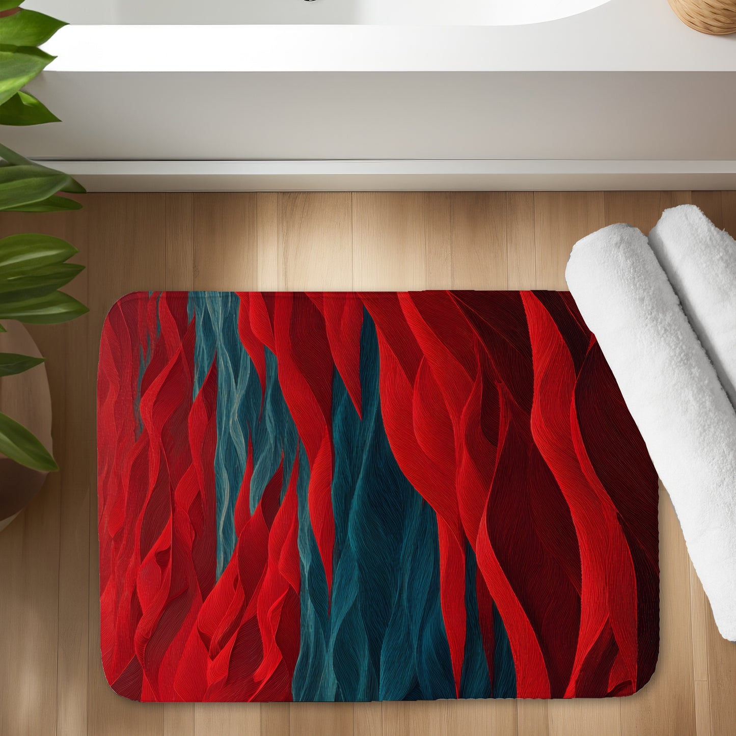 Red Sea Bath Mat - Stylish Red Home Decor for Comfort