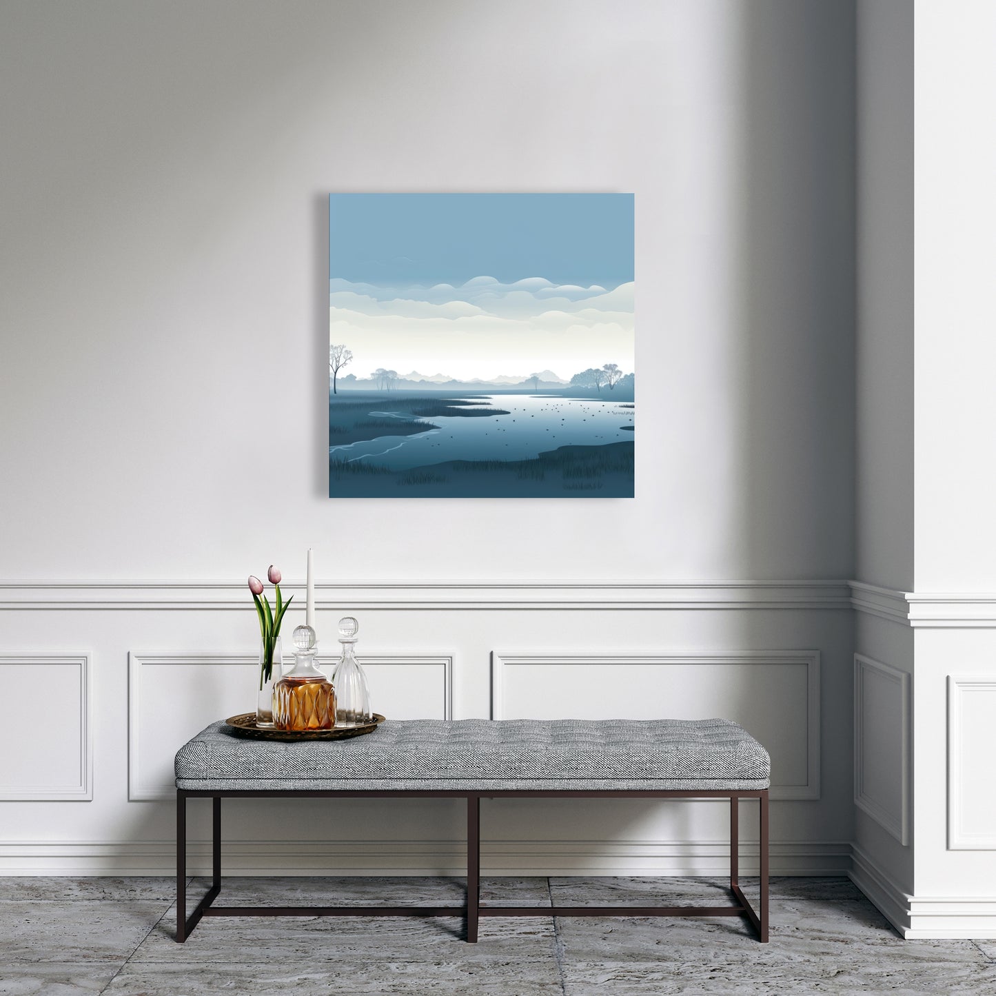 Minimalist Swamp - White Canvas Home Decor | Modern Art
