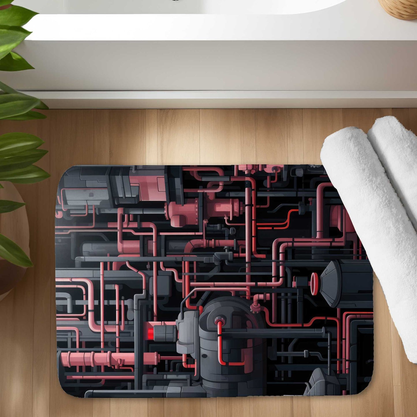 Dark Pipes Gray Bath Mat - Stylish Home Decor for Bathrooms