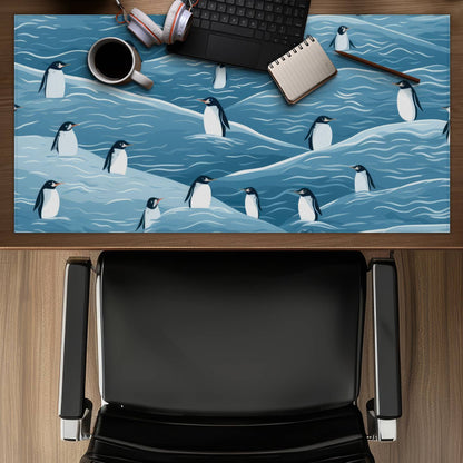 Penguins Wandering Turquoise Gaming Mat for Home Decor