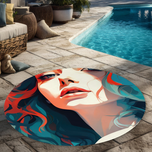 Dangerous Lips - Blue 5' Round Outdoor Area Rug for Home Decor