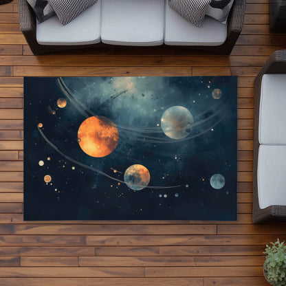 Deep Exploration Orange Outdoor Area Rug for Home Decor