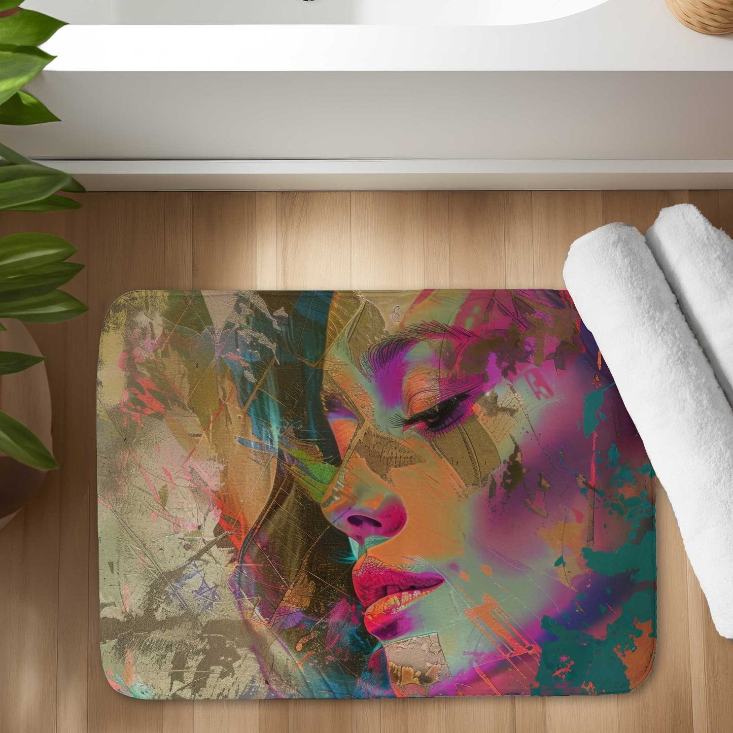 Grunge Look Bath Mat | Stylish Home Decor Rug for Bathroom