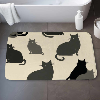 Tapis de bain rassemblement de chats silencieux | Décoration d'intérieur douillette