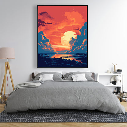 Orange and blue - 36"x36" Framed canvas