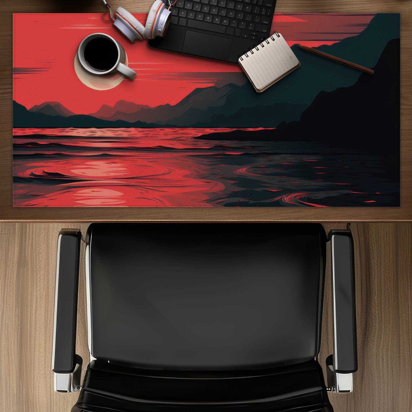 Bloody Tides Black Desk Mat - Stylish Home Decor Essential