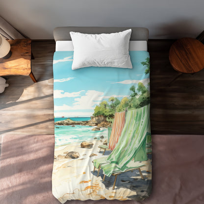 Housse de couette Plage Calme | Linge de lit doux et élégant pour la maison