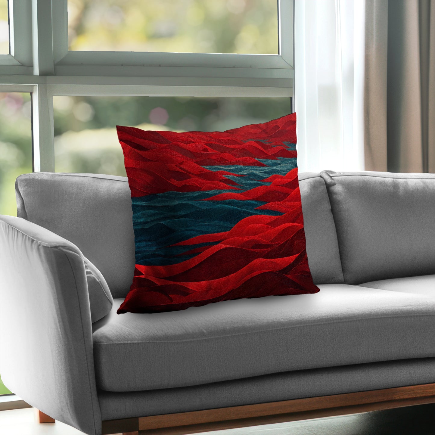 Red Sea Poly Twill Throw Pillow - Stylish Home Decor Accent