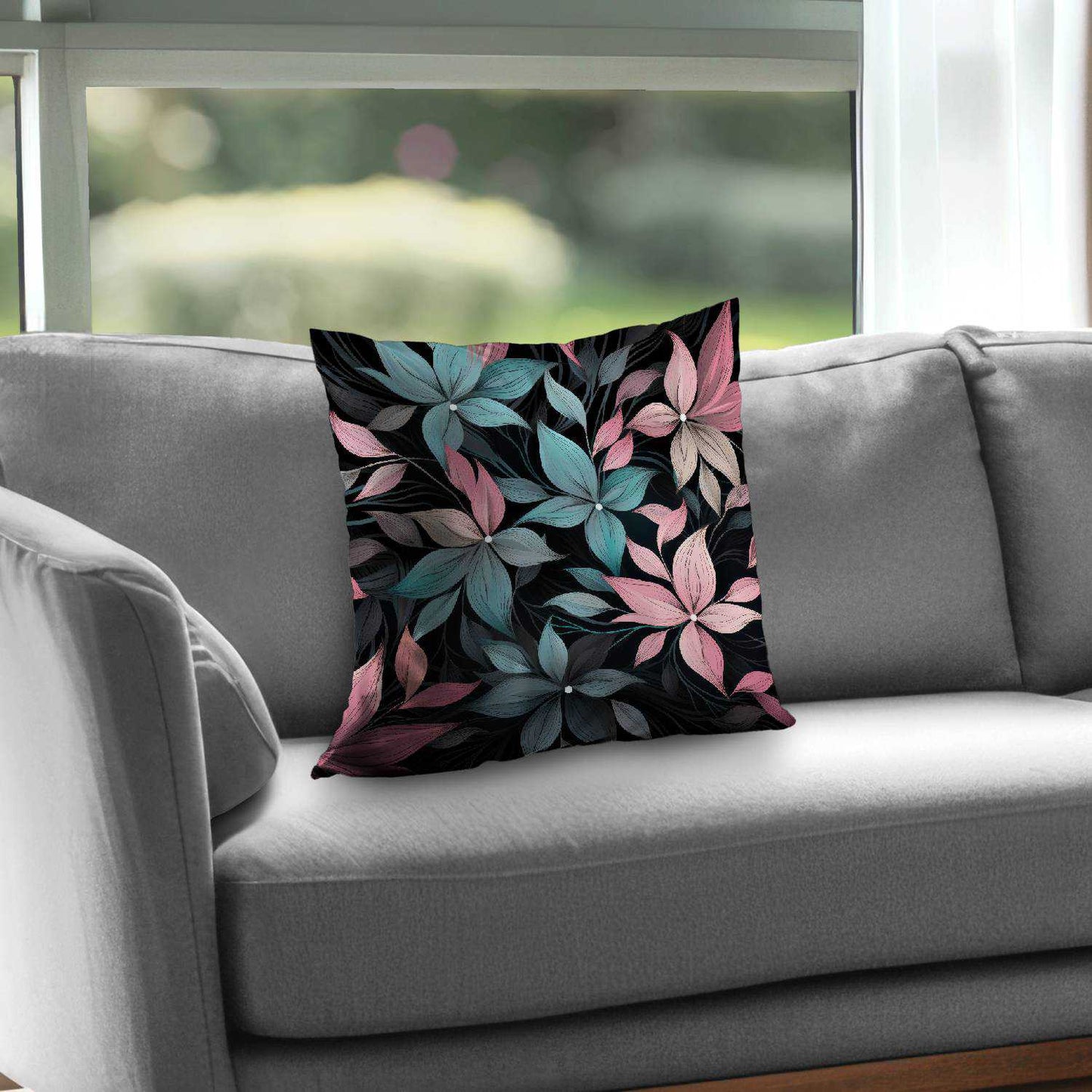 Desaturated Flowers Poly Twill Throw Pillow | Home Decor