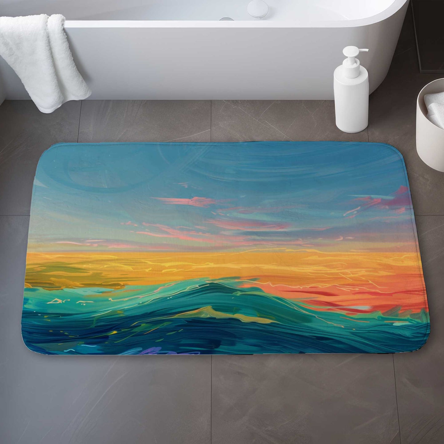 Watercolors Green Bath Mat - Stylish Home Decor Accessory