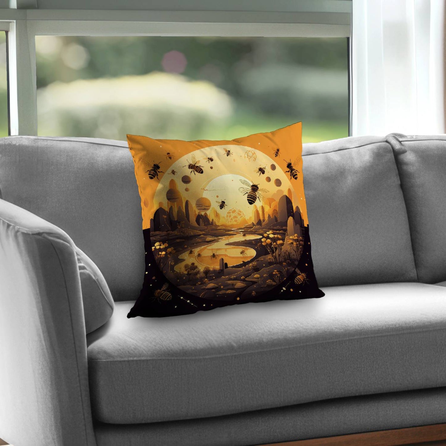 Hive planet - Throw pillow - Print on demand