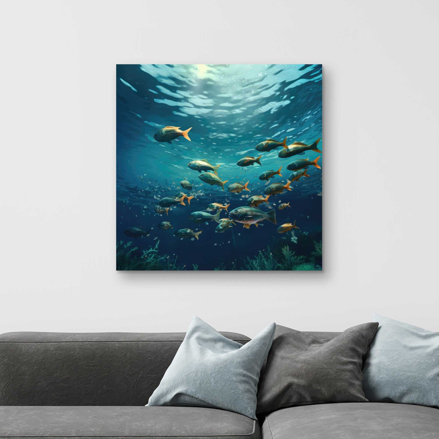 Shallow Swim - Beige Canvas Home Decor for Elegant Spaces