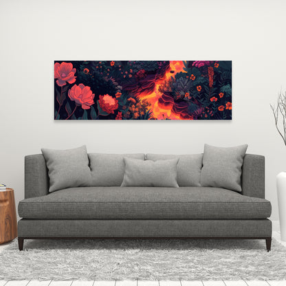 Flowing magma - Black canvas home decor art piece