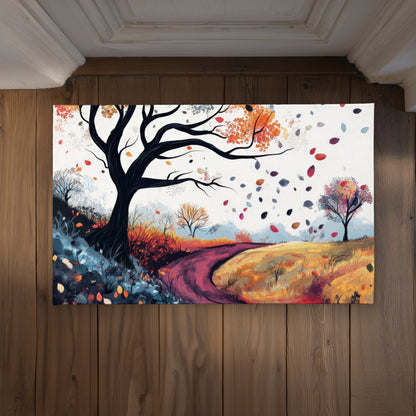 Blowing Leaves Blue Indoor Outdoor Door Mat | Home Decor