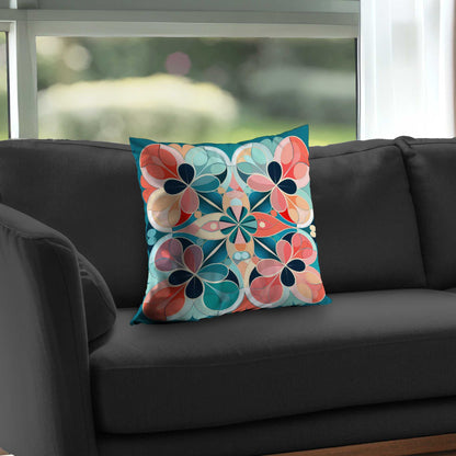 Coussin décoratif Mandala en sergé de polyester - Accessoire de décoration unique pour la maison