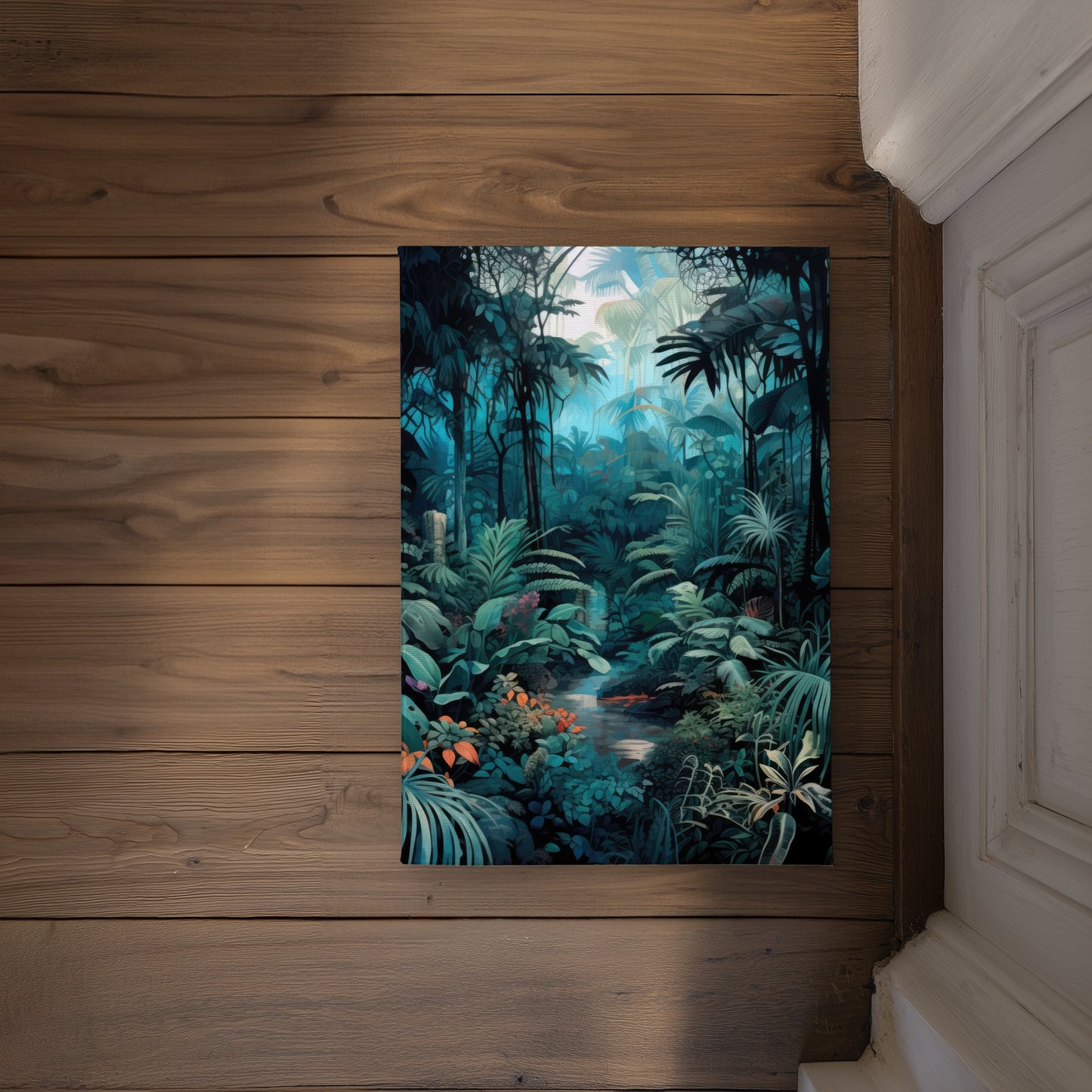 Deep in the jungle Blue Indoor Outdoor Door Mat - Home Decor