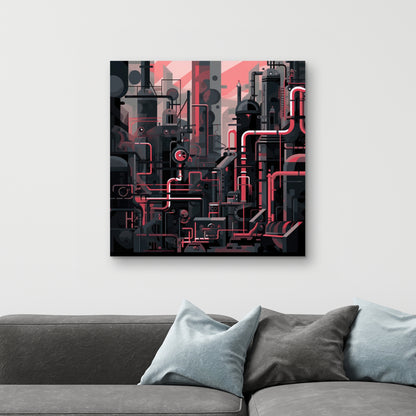 Industrial Empire - Red Canvas Art for Home Decor