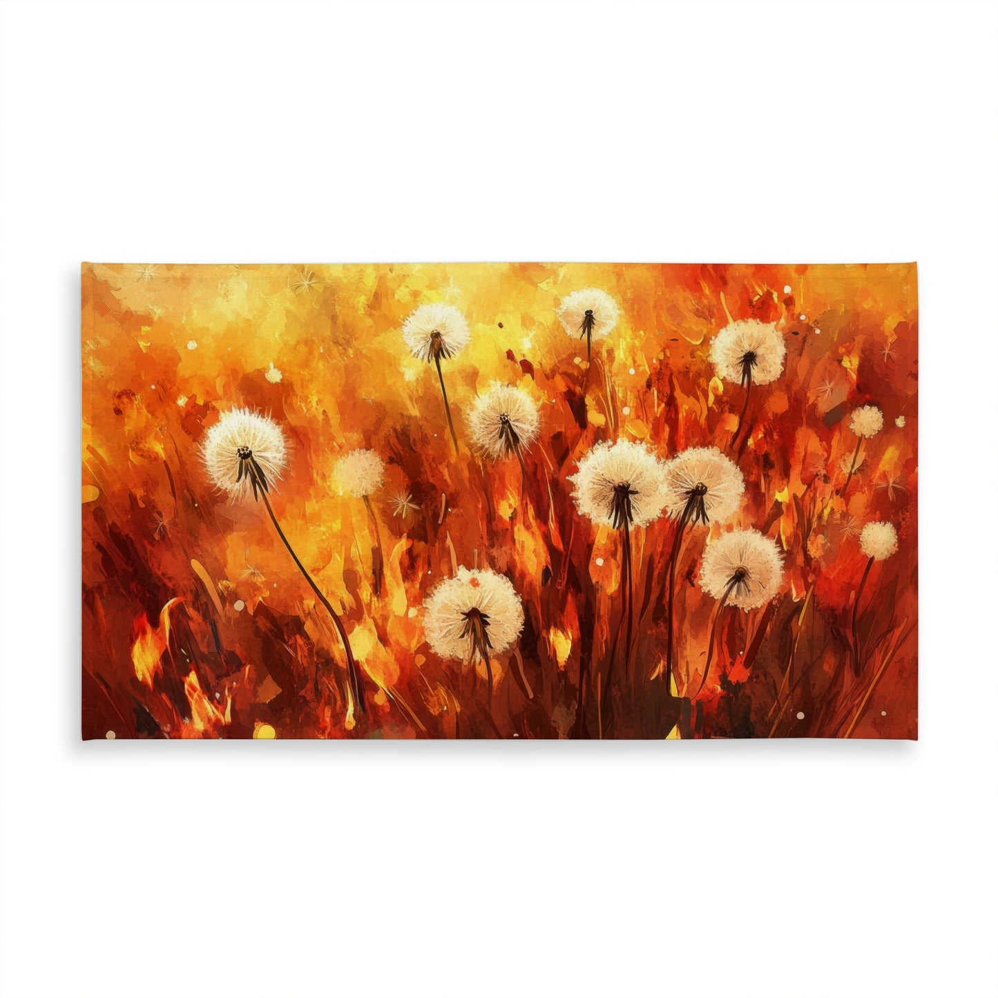 Dandelion Fire Red Tablecloth | Indoor Outdoor Home Decor