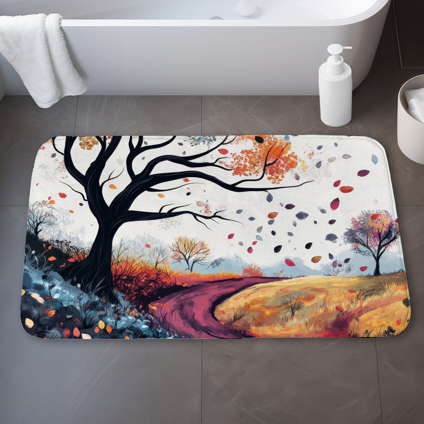Blowing leaves - 17"x24" Bath mat