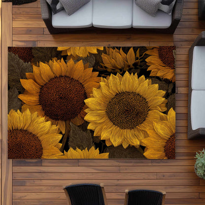 Tapis d'extérieur Golden Glow Blooms | Tapis de décoration élégant