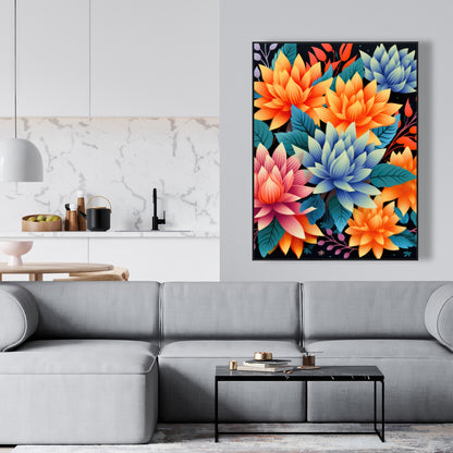Color Bouquet - Pink Framed Canvas for Home Decor