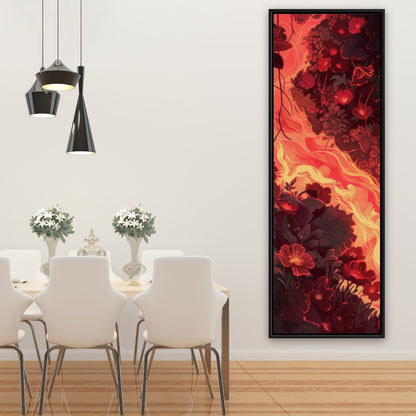Seering Flowerbed - Red Framed Canvas Home Decor Art